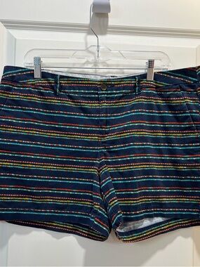 Menora Women’s Navy Multicolor Striped Cotton Shorts